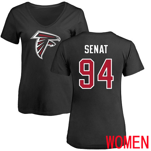 Atlanta Falcons Black Women Deadrin Senat Name And Number Logo NFL Football #94 T Shirt